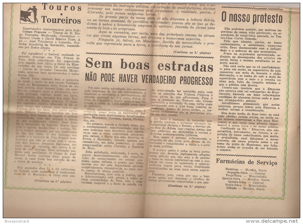 Montemor-o-Novo - Jornal "O Montemorense" De 20 De Novembro De 1960 (2 Scans) - Revues & Journaux