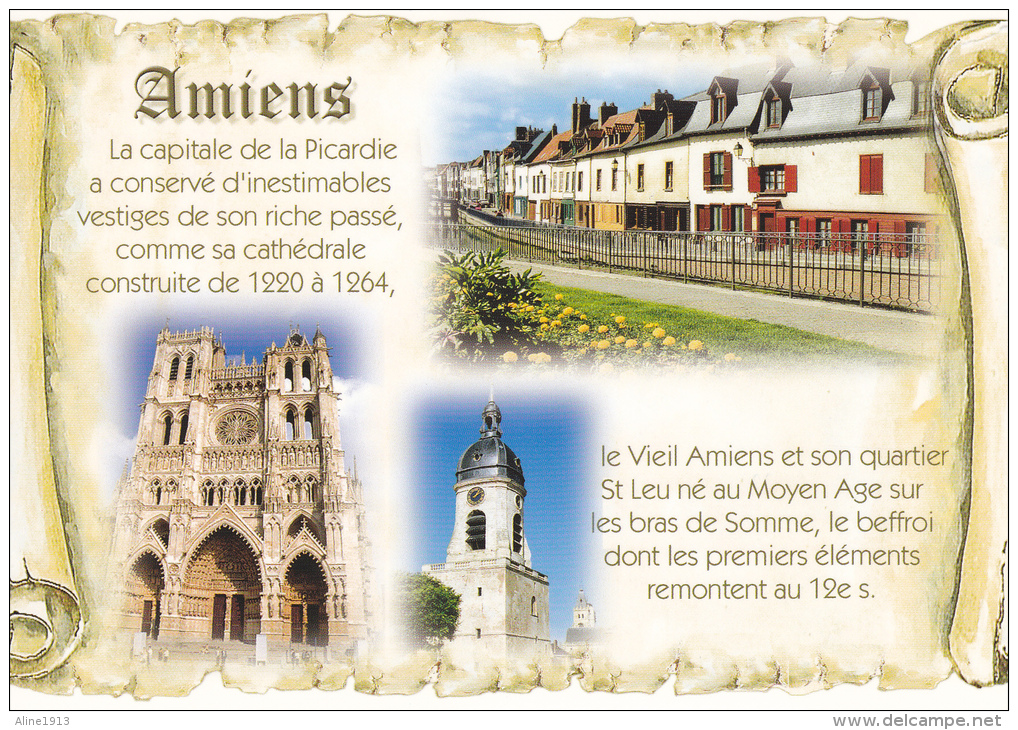 80 AMIENS - CAPITALE DE LA PICARDIE - TEXTE SUR PARCHEMIN - ED. FLORIMAGE - NEUVE - Amiens