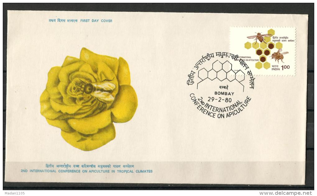 INDIA, 1980,  FDC  Apiculture, ( Bee Keeping), Rose, Honeybee. Bombay Cancellation, - Briefe U. Dokumente