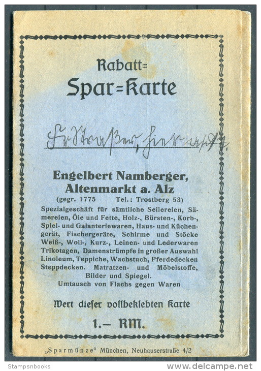 Germany Munchen Engelbert Namberger Rabatt Marken Spar Karte - Advertising