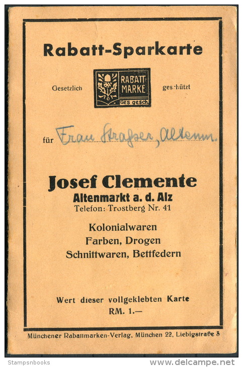 Germany Munchen Josef Clemente Altenmarkt Kolonialwaren Rabatt Marken SparKarte - Werbung