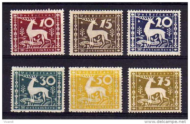 Wurttemberg - 1920 - Municipal Service Stamps - MH - Neufs