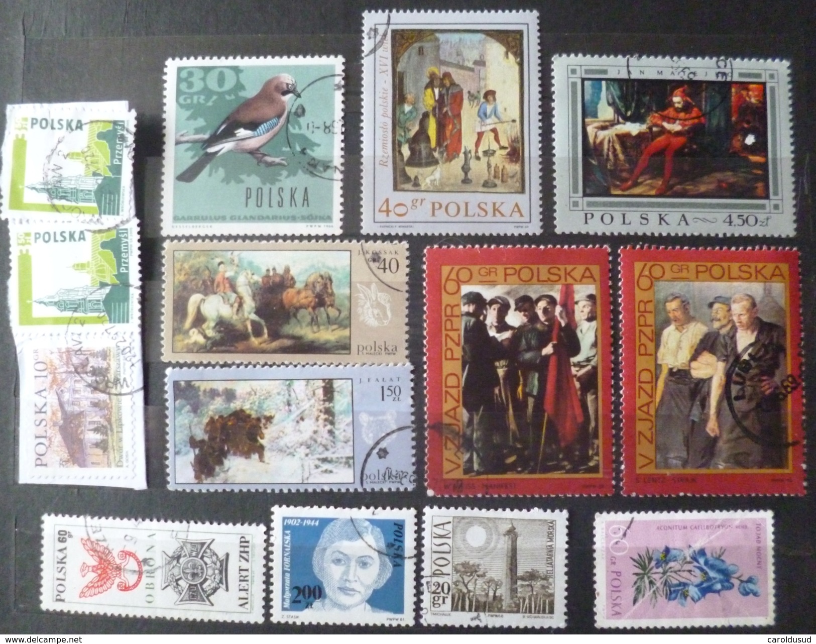 POLOGNE LOT 3X CARTE MAXIMUM  FDC 1963  ET 1968 MEXICO + LOT +- 12 Timbre OBLITERE + Cp Panoramique Wielki Warszawa - Colecciones