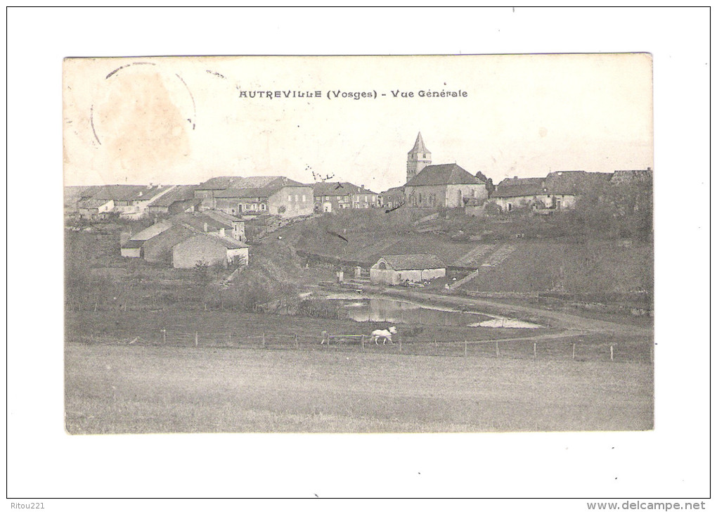 88 - AUTREVILLE -  Vue Générale  - 1907 -  Mare Lavoir Paysan Avec Chevaux - Autres & Non Classés