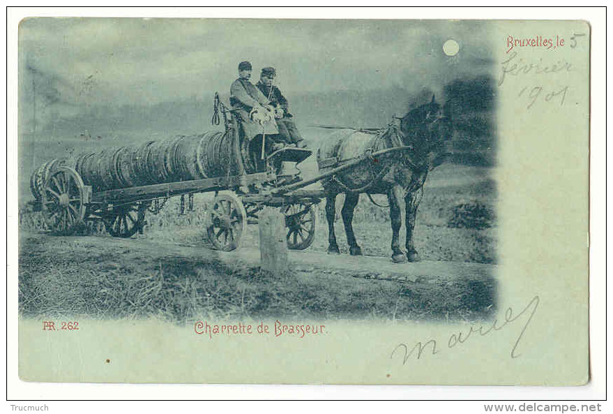 E1945 - BRUXELLES - Charrette De Brasseur   *1901*carte à La Lune* - Ambachten