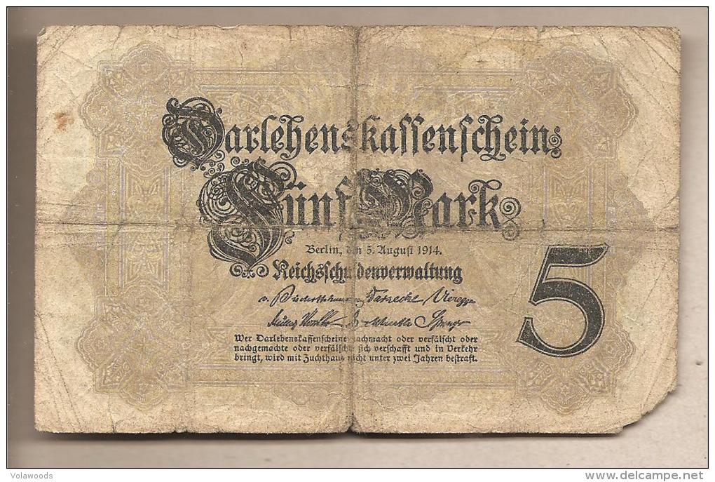 Impero Tedesco - Banconota Circolata Da 5 Marchi - 1914 - 5 Mark