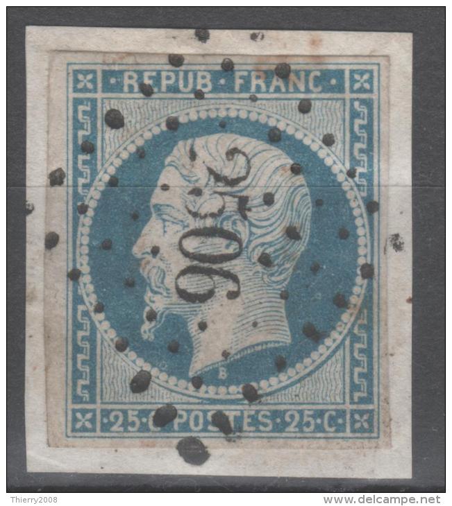 Louis-Napoléon  N° 10 (Variété, Petite Lune Devant Le Cou) Avec Oblitération Losange 2506 Sur Fragment  TTB - 1852 Louis-Napoléon