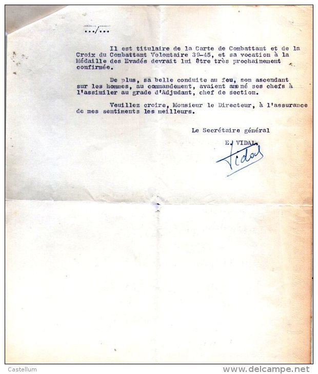 LETTRE (A.F.N.)DE LA FEDERATION NATIONALE DES COMBATTANTS VOLONTAIRES-1959 - Sin Clasificación