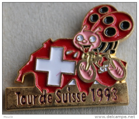 TOUR DE SUISSE CYCLISTE 1993 - VELO - CYCLISME - COCCINELLE SUR UN VELO - CARTE DE LA SUISSE   -   (5) - Wielrennen