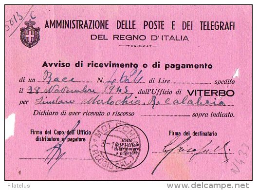 AMMINISTRAZMOLOCCHIO-IONE DELLE POSTE DEL REGNO-POSTA AEREA LIRE 50X4 - ANNULLO DI   MOLOCCHIO-REGGIO CALABRIA-1943 - Eilsendung (Eilpost)