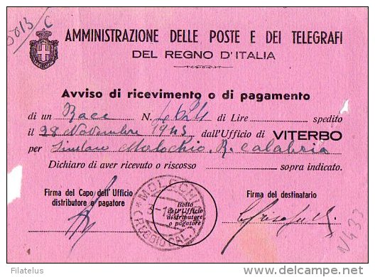 AMMINISTRAZMOLOCCHIO-IONE DELLE POSTE DEL REGNO-POSTA AEREA LIRE 50X4 - ANNULLO DI   MOLOCCHIO-REGGIO CALABRIA-1943 - Exprespost