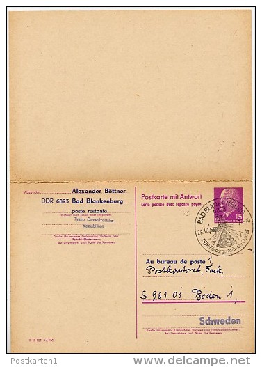 FILATELIST FÖRENINGEN BODEN 1970 On Postal Card With Reply P74 Private Print BÖTTNER# 1 - Autres & Non Classés