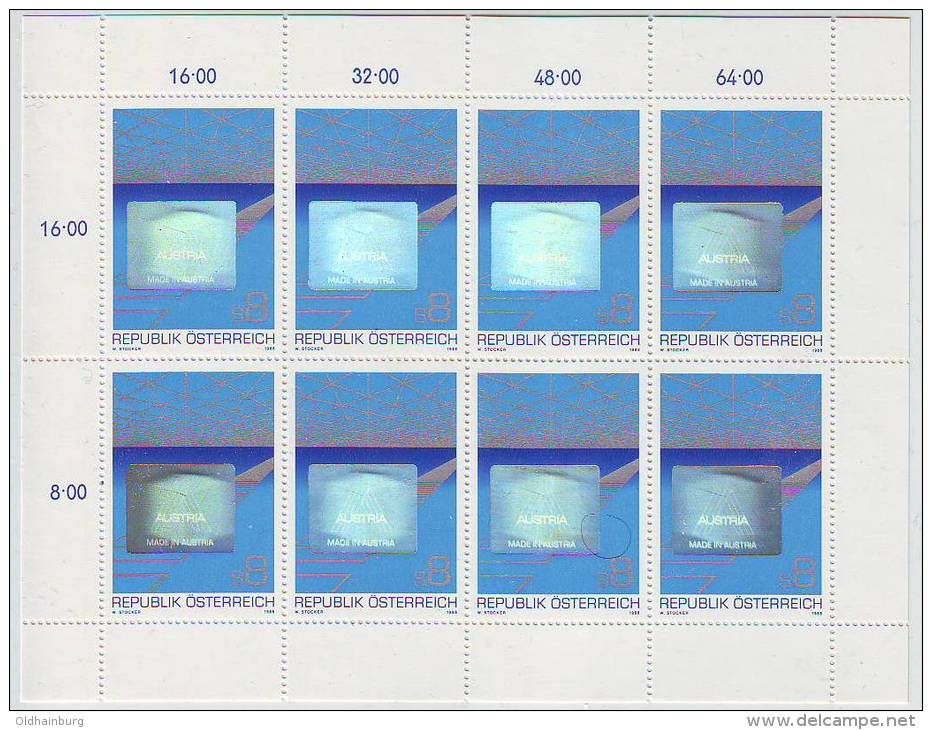 Österreich 1988, ANK 1967, Hologramm- Kleinbogen, Postfrisch ** - Hologramme