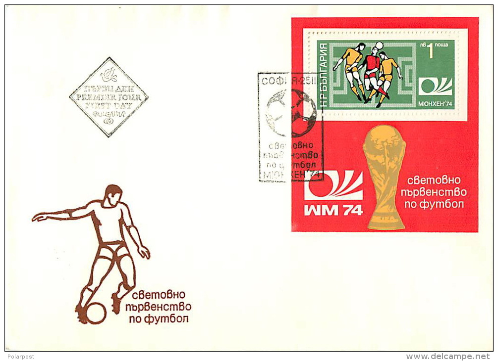 BULGARIA 1972. (2323-2331 47 A). The FIFA World Cup MUNICH-74 (3 Envelopes) - 1974 – Germania Ovest