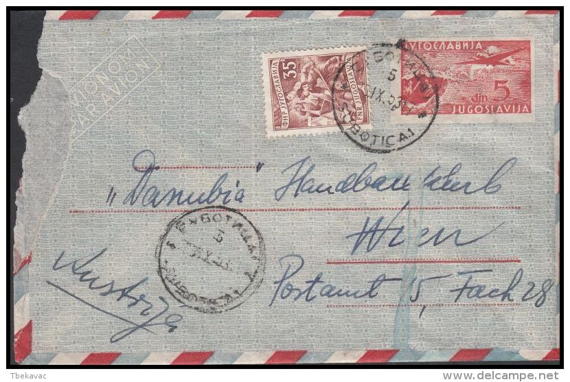 Yugoslavia 1953 Airmail Cover Subotica To Wien - Posta Aerea