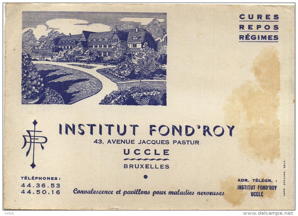 Uccle - Ukkel : Buvard -institut Fond'Roy ( Format  20 X 14 ) - Autres & Non Classés