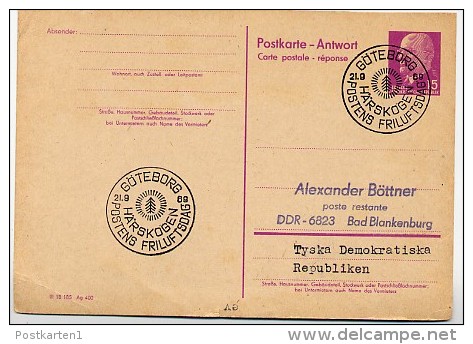 HÄRSKOGEN GÖTEBORG 1969 On East German Reply Postal Card P74A - Autres & Non Classés
