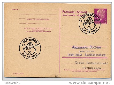 KUL PÅ POST GÖTEBORG 1970 On East German Reply Postal Card P74A - Autres & Non Classés
