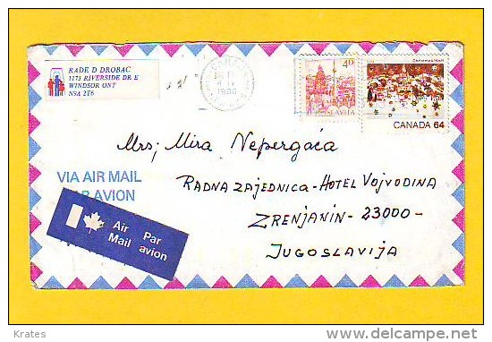 Old Letter - Canada, Air Mail, Mixed Franking, Canada - Yugoslavia, RR - Luchtpost