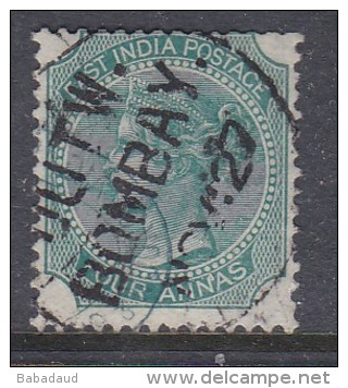 India:  Queen Victoria, 1878 4 Annas Used, ´ Outw(ard) Bombay' Cds - 1854 East India Company Administration