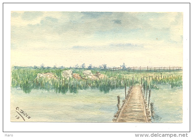 Carte Postale Peinte - Véritable Aquarelle De C. Dillen - Guerre 14/18  -RAMSKAPELLE (Y273)hel - Guerre 1914-18