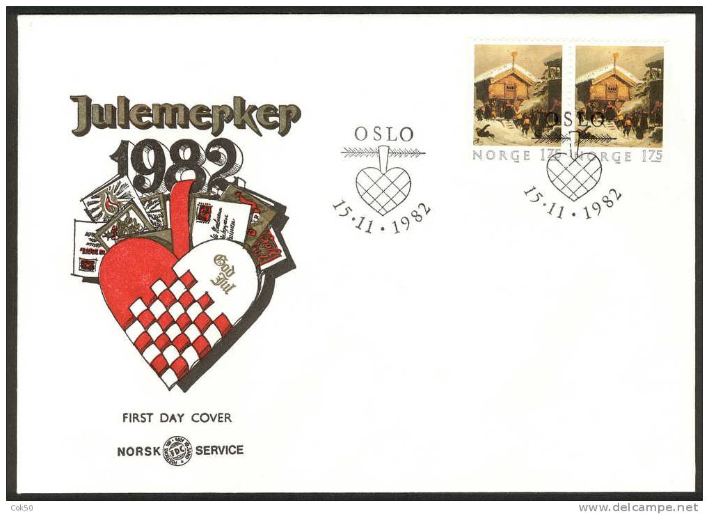 NORWAY FDC 1982 «Christmas, Booklet Pair». Perfect, Cacheted Unadressed Cover - FDC