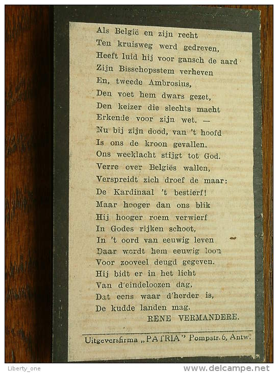 Z.E. Kardinaal MERCIER Cardinaal Desideratus - Eigen Brakel 22 Nov 1851 / 23 Jan 1926 ( Details Zie Foto´s ) ! - Religion &  Esoterik