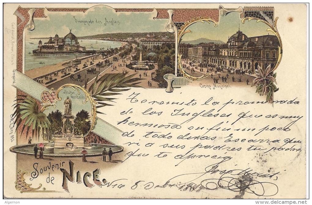 7177 - Souvenir De Nice En 1898 Litho - Panorama's