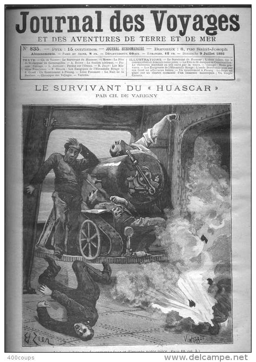 Journal Des Voyages - N° 835 Du 9 Juillet 1893 - Le Survivant Du "Huascar" - Chicago - La Fête De Saint-Jacques En Corno - 1850 - 1899