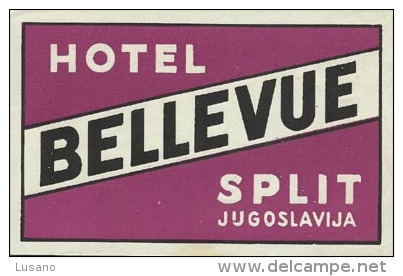 Etiquette De Bagage - Hotel Bellevue - Split (ex-Yougoslavie) - Etiketten Van Hotels
