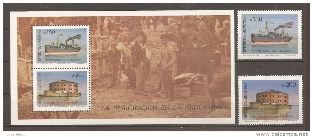 ARGENTINA 1989 - "LA INMIGRACIÓN EN LA ARGENTINA" - Yvert #1865/66 - MNH ** - Hojas Bloque