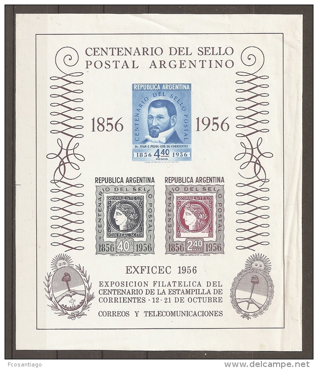 ARGENTINA 1956 - "EXFICEC 1956" - Yvert #H10 - MNH ** - Blokken & Velletjes