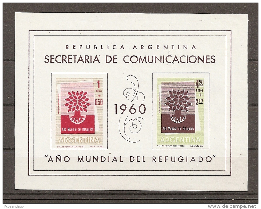 ARGENTINA 1960 - AÑO INTERNACIONAL DEL REFUGIADO - Yvert #H11 - MNH ** - Blocks & Sheetlets