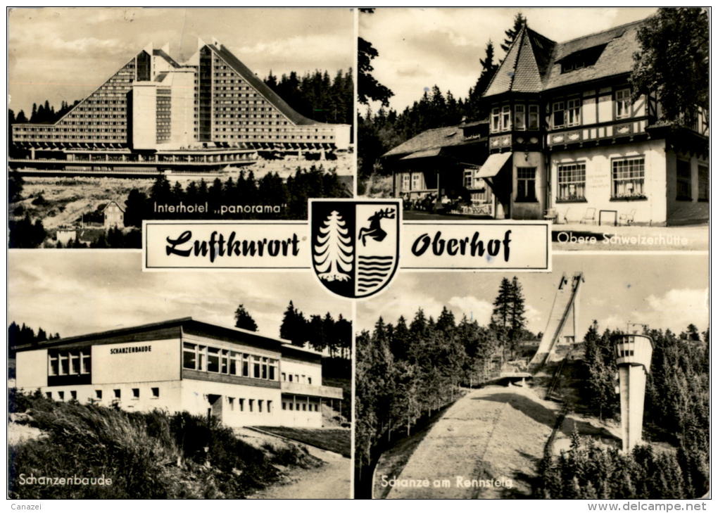 AK Oberhof, Interhotel Panorama, Schanzenbaude, Schanze Am Rennsteig, Gel, 1971 - Oberhof