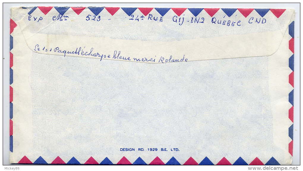 1982-Lettre Du Canada(Québec) Pour La France(Tours)--timbres Fleur,avion,lac Niagara)-marque Jaune Phosphorescente 21 U - Lettres & Documents