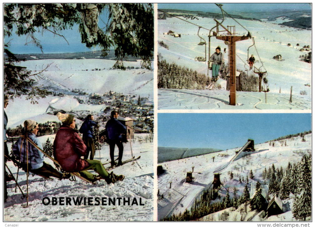 AK Oberwiesenthal, Skilift, Schanze, Gel, 1966 - Oberwiesenthal