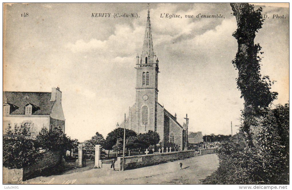 CPA - KERITY (22) - Vue Sur Le Quartier De L´Eglise , Le Cimetière Et Le Calvaire - Other & Unclassified