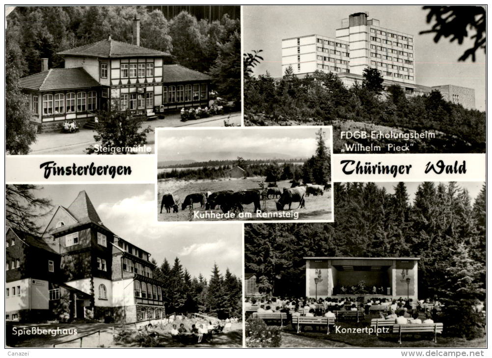 AK Finsterbergen, Heim W. Pieck, Steigermühle, Konzertplatz, Ung, 1977 - Friedrichroda