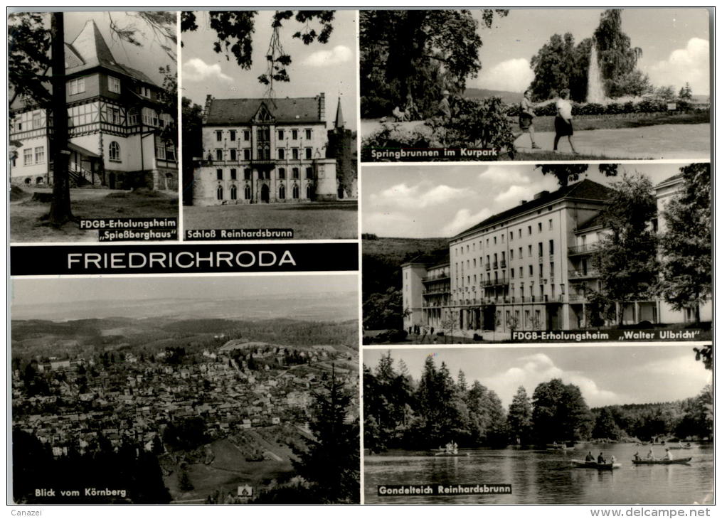 AK Friedrichroda, Gondelteich, Kurpark, FDGB-Heim Spießberghaus, Gel, 1976 - Friedrichroda