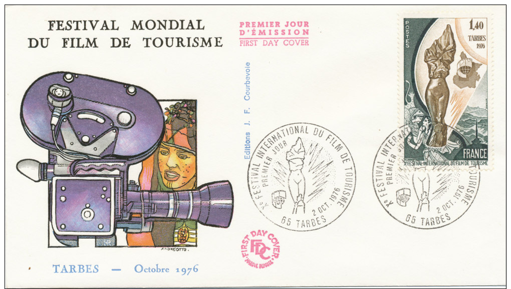 F.D.C.FESTIVAL MONDIAL DU FILM DE TOURISME (Oblit.TARBES Du 2.10.1976) - 1970-1979