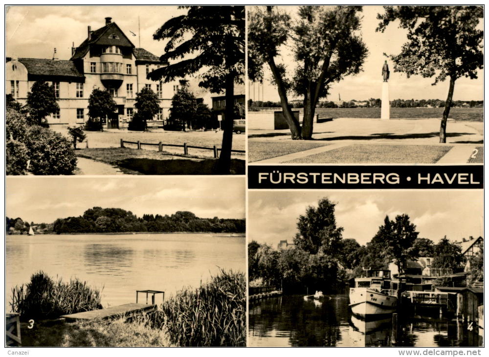 AK Fürstenberg/Havel, Rathaus, Hafen, Schwedtsee, Gel, 1970 - Fürstenberg