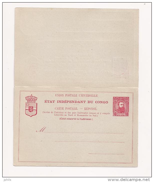 ETAT INDEPENDANT DU CONGO RARE CARTE POSTALE AVEC REPONSE PAYEE BOMA 1895 Arrivée TONGRES - 1884-1894