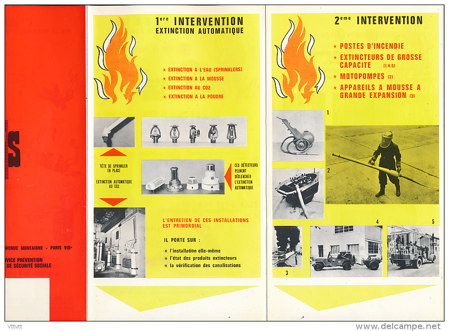 Dépliant Sécurité Pompiers (1964) : Prevention Et Lutte Contre Le Feu, 6 Volets Recto-verso, Conseils, Intervention... - Firemen