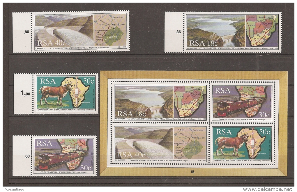 AFRICA DEL SUR 1990 - Yvert #706/09+H24 - MNH ** - Blocks & Sheetlets