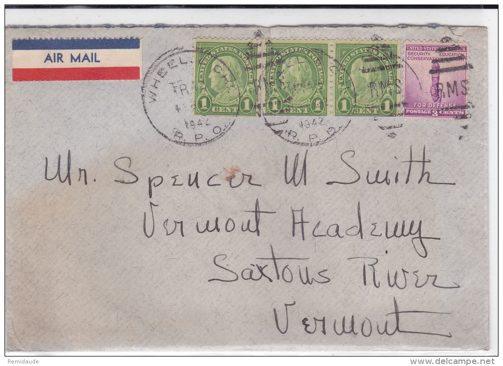 USA -  1942 - ENVELOPPE AIRMAIL De WHEEL (OHIO) "RMS" - 2c. 1941-1960 Brieven