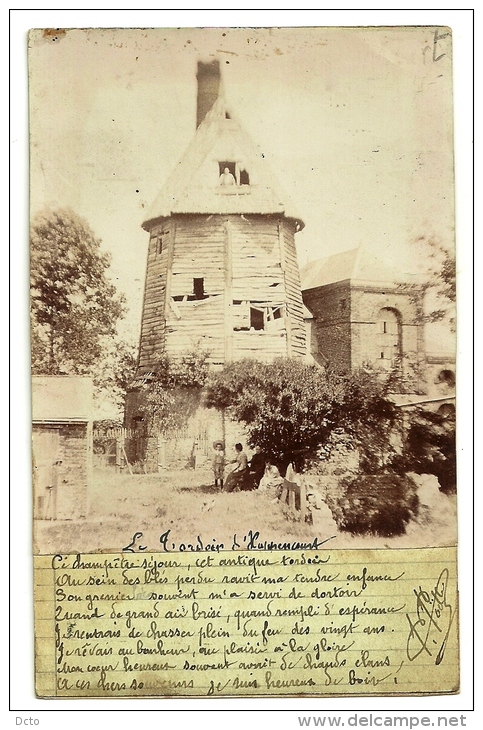 Photo-carte Bizarre : Le Tordoir D'Happencourt 1903 Avec Poëme Signé...(cf Verso Collage Curieux...) - Other & Unclassified