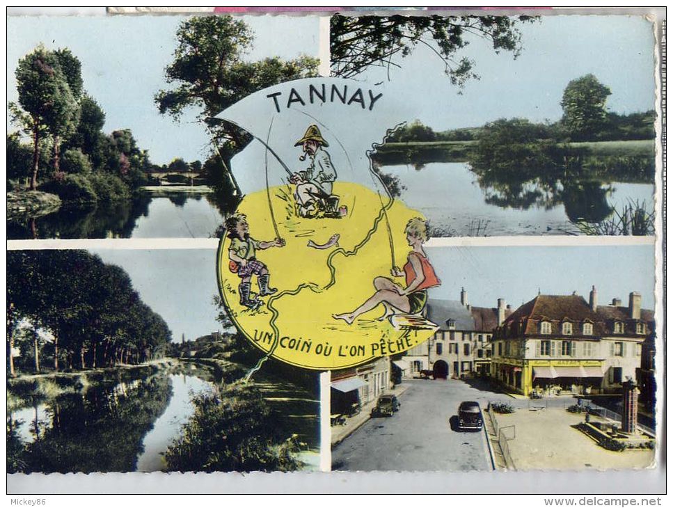 TANNAY -1964-- Multivues, 4 Vues ( Un Coin Où L´on Pêche),cpsm 10 X 15 éd  Nivernaises - Tannay