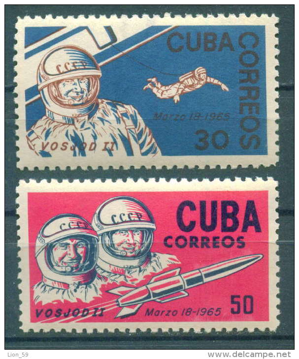 31K41 / 1965 Michel 1008/09 FLUG DES RAUMSCHIFFES WOSCHOD 2  ** MNH CUBA KUBA - Neufs