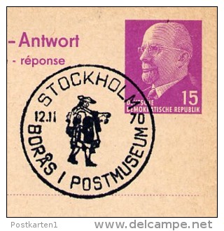 Borås I Postmuseum STOCKHOLM 1970 On East German Reply Postal Card P74A - Autres & Non Classés