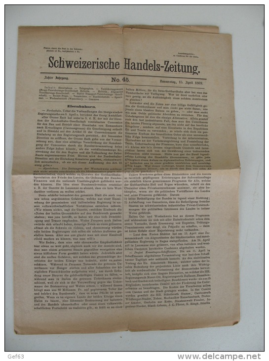 Schweizerische Handelszeitung 1869 / Journal Suisse Du Commerce 1869 - Autres & Non Classés